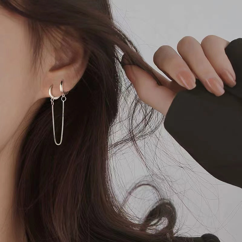 double hoop silver earrings