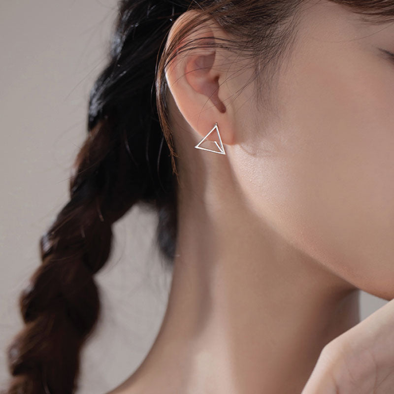 pyramid silver hoop earrings
