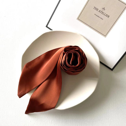 June Burnt Orange Skinny Silk Scarves