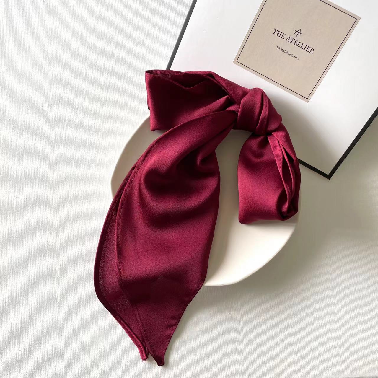 Louise Maroon Flared Silk Scarves