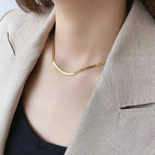 gold flat snake chain necklace