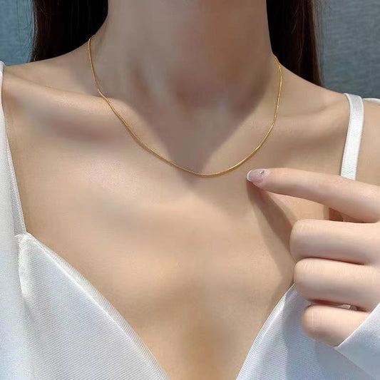 gold delicate snake chain necklace