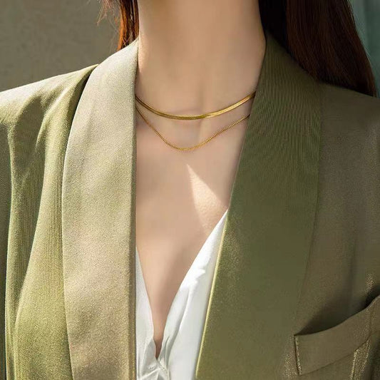 gold double layer necklace