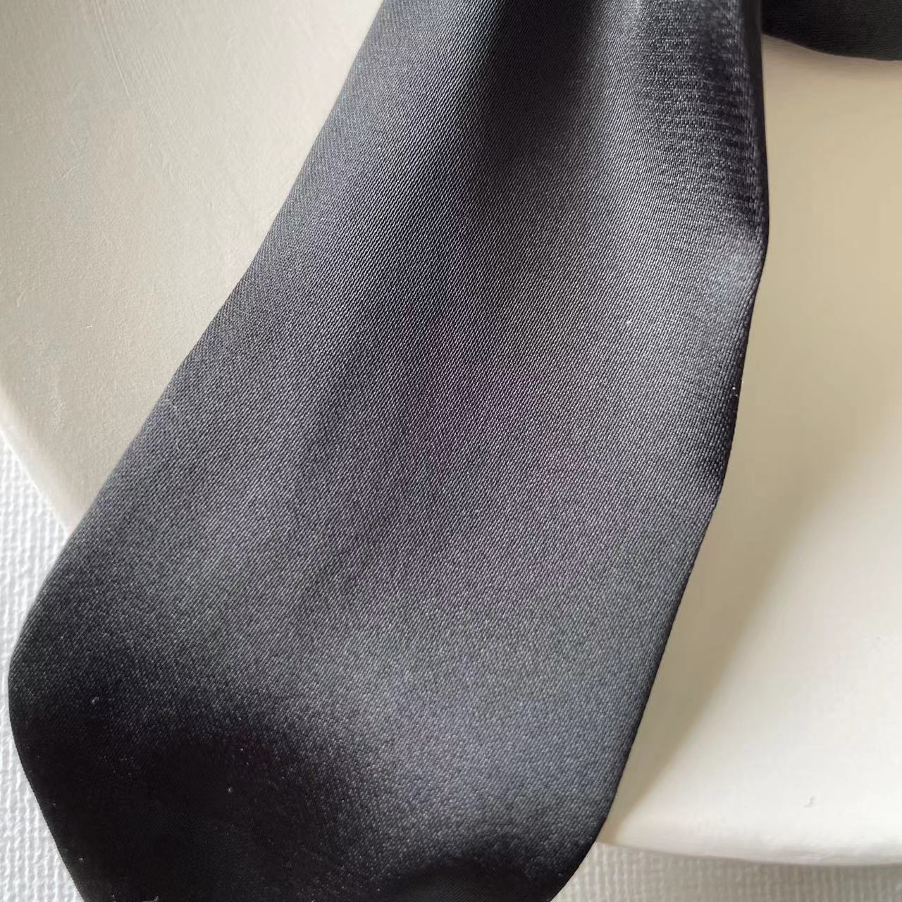 June Black Skinny Silk Scarves