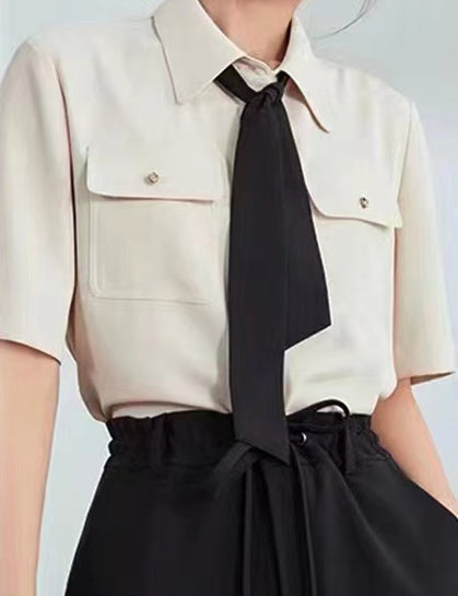 June Black Skinny Silk Scarves