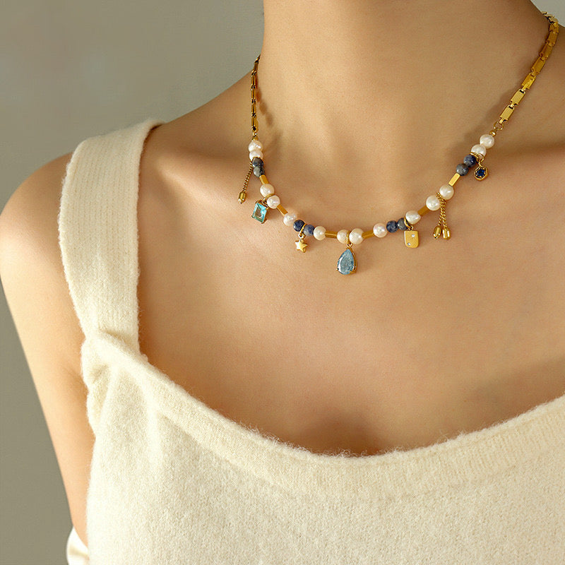 Bree Ocean Stones &Pearls Necklace