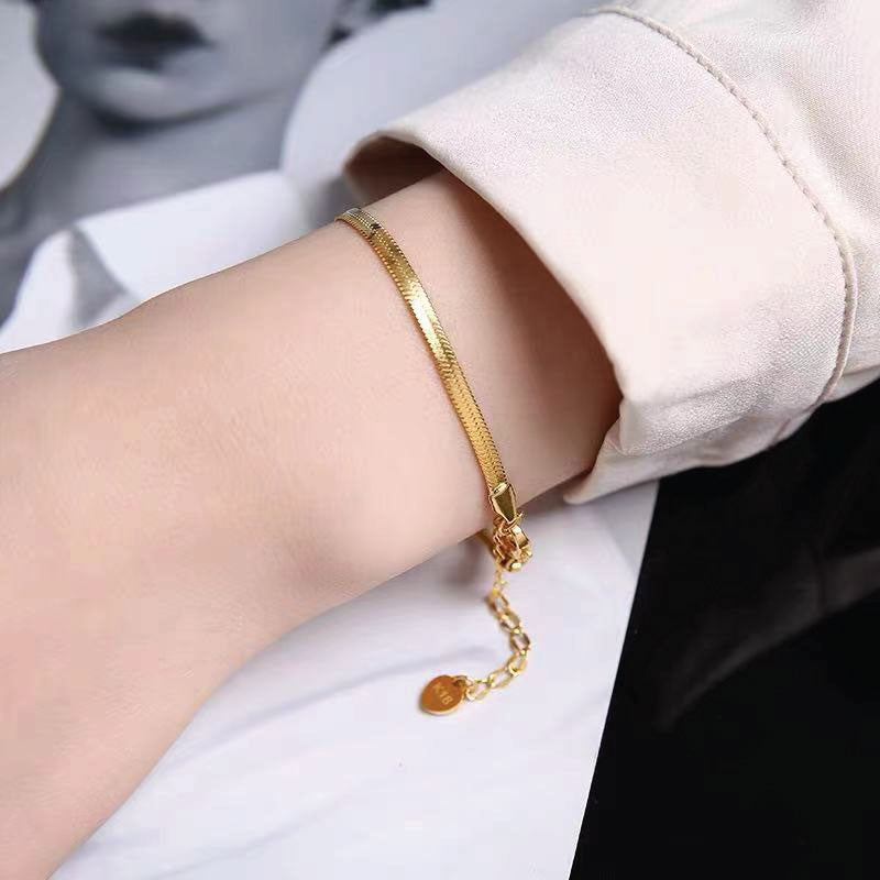 flat gold snake chain bracelet