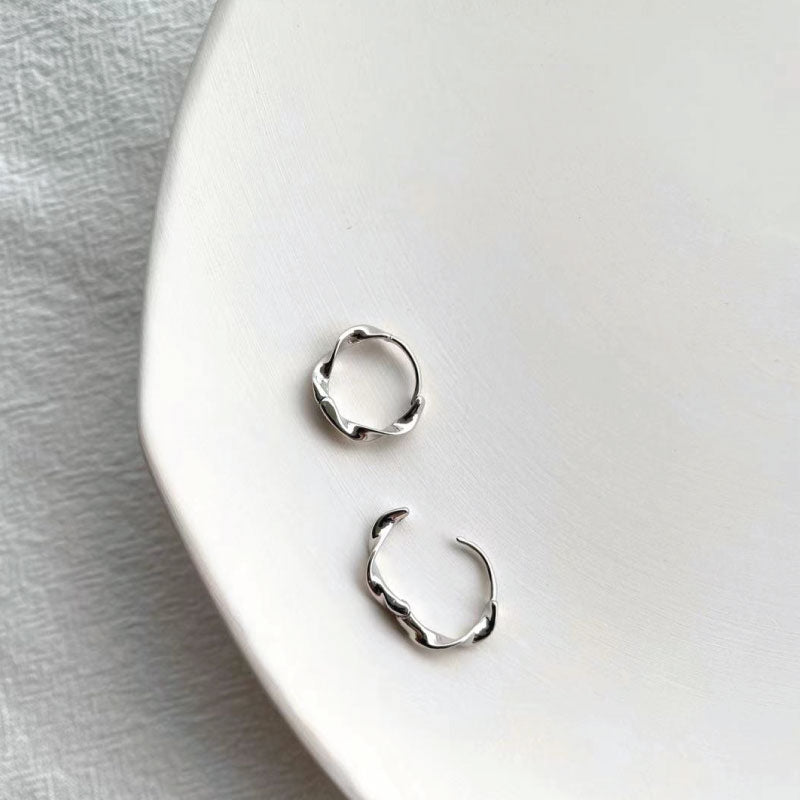 silver twisted hoop earrings