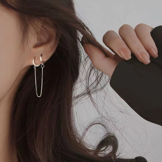 double hoop silver earrings