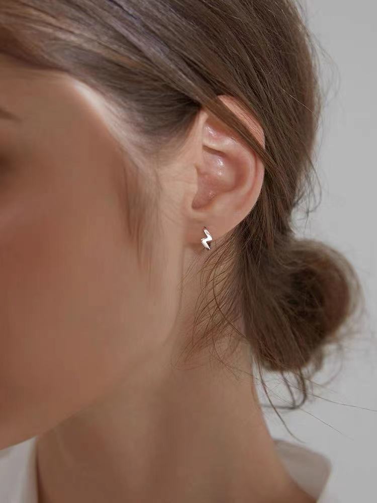 silver lightning hoop earrings