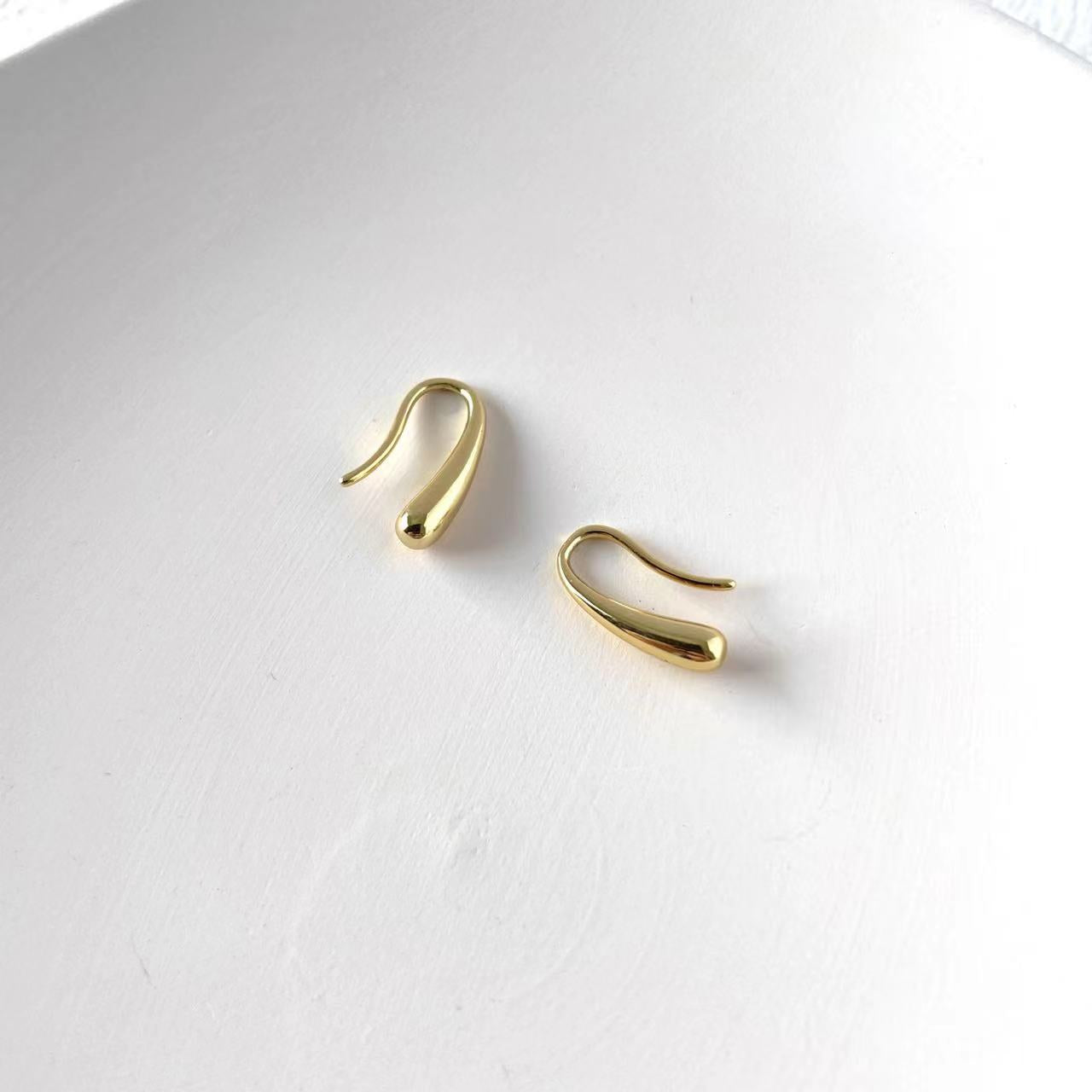 Water Droplets Gold Hook Earrings