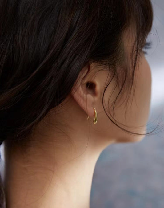 Water Droplets Gold Hook Earrings