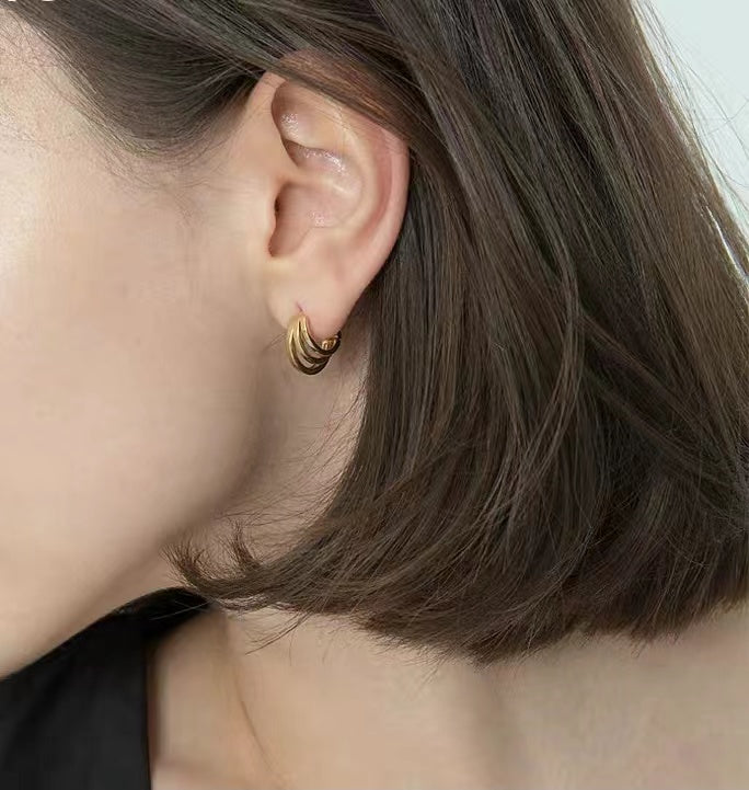 trio gold hoop earrings