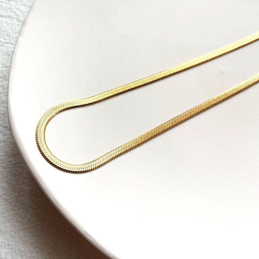 gold flat snake chain necklace