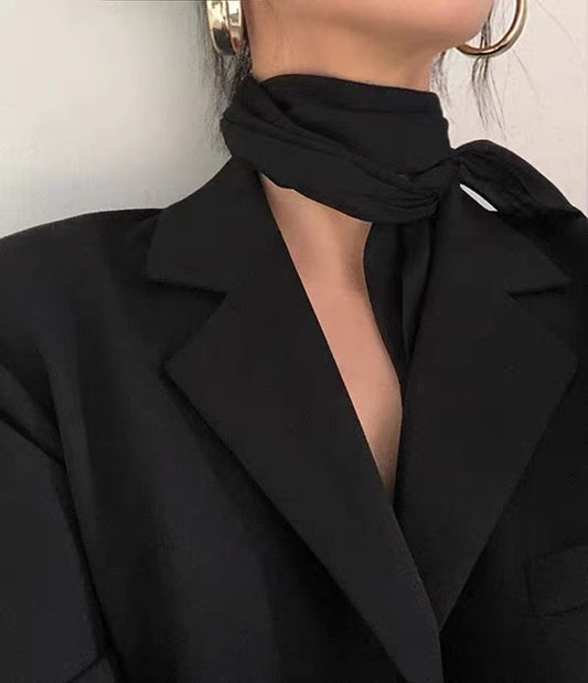 Louise Black Flared Silk Scarves