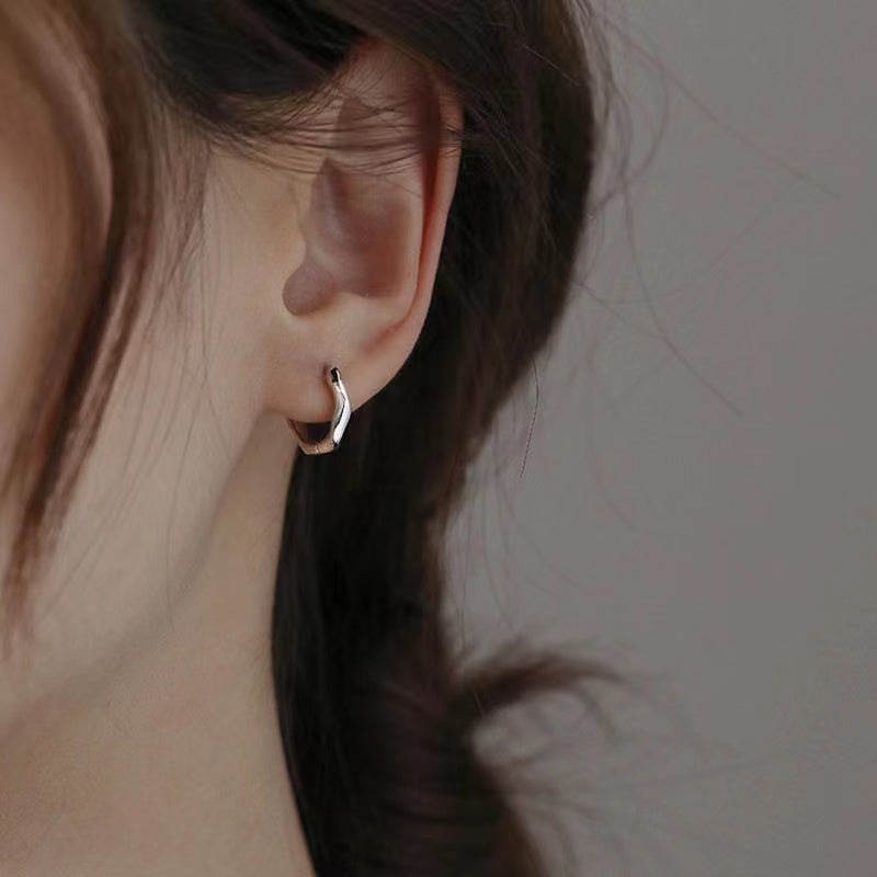 silver geometric hoop earrings