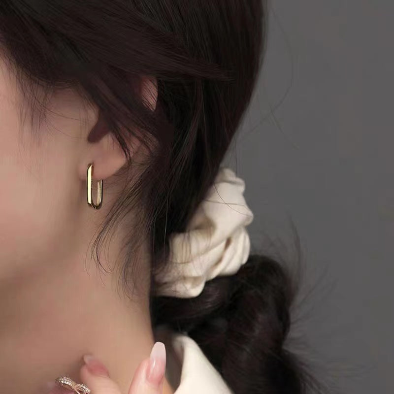 gold oblong hoop earrings