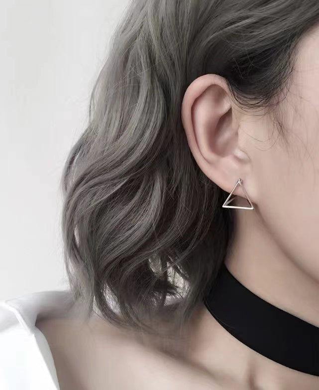 silver pyramid earrings